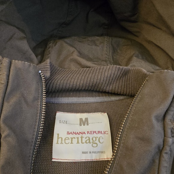 Banana Republic Heritage Collection Jacket GREEN hooded MEN M Safari Bomber - Picture 3 of 16